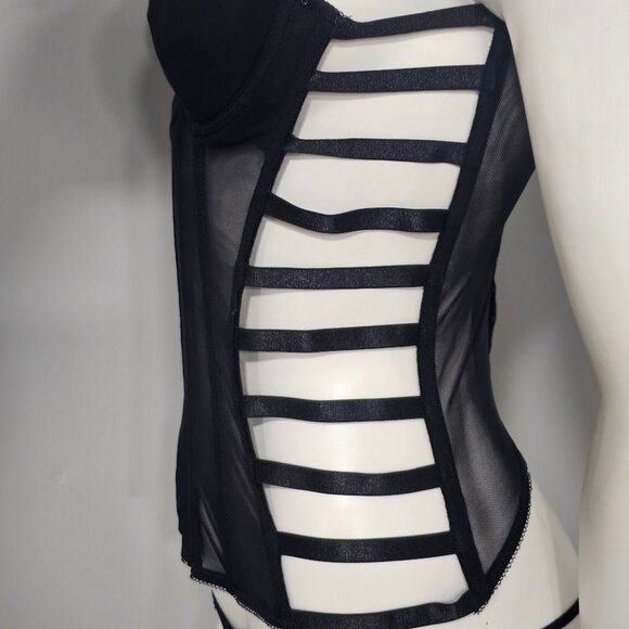 Rene Rofe  Uncaged Caged Side Bustier & G-String Lingerie Set - Picture 4 of 11